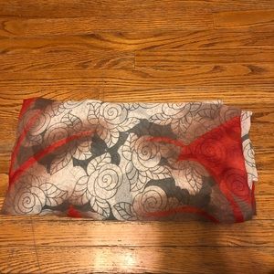 Saree Grey white and red